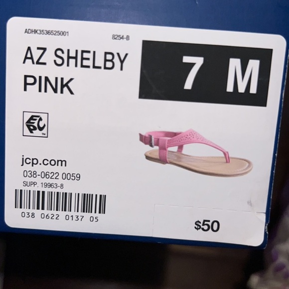 Pink thong sandal ankle back strap NWT size 7 womens shoe style: Shelby; Arizona - Picture 3 of 7